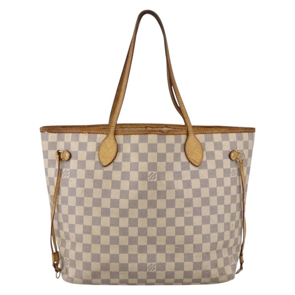 Louis Vuitton Damier Azur Neverfull MM Tote Bag White